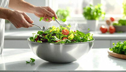 Hands Tossing Salad