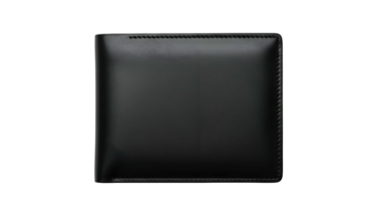 Sleek black bifold accessory object centered against a pure black background