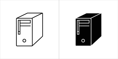 Two styles of computer tower, black and white versions