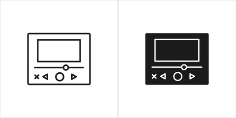 Black and white video editor icon for editing and production