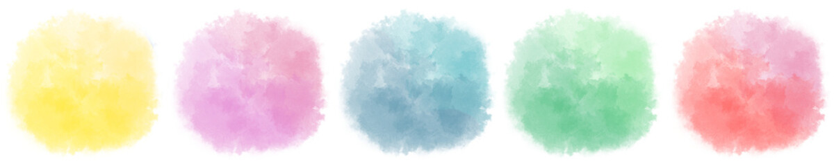 水彩のまるい素材セット