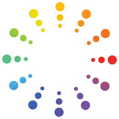 Colorful Abstract Circle of Bubbles in Rainbow Spectrum on White Background with Transparent Overlay