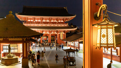 Famous Asakusa temple by night in Tokyo, Japan on september 29th 2025