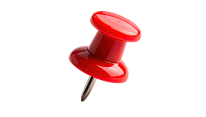 Red pushpin, against stark black