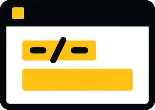 Simple web development icon displaying code and a browser window