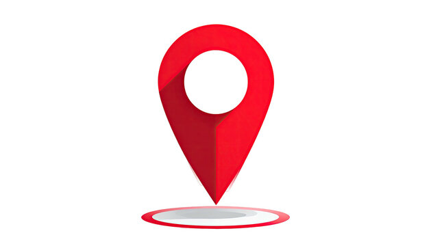 Red map pin with a drop shadow, isolated on a black background