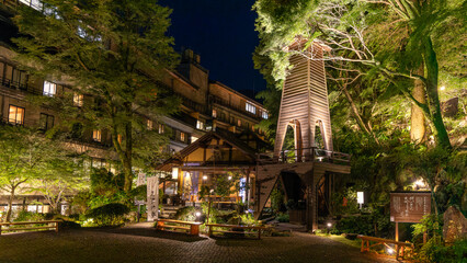 Traditionnal house in Hakone at night in Japan on september 29th 2025