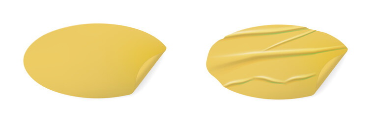 Yellow glued crumpled-sticker Isolated PNG