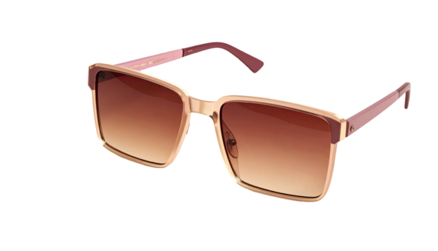 Square sunglasses with gradient lenses, gold frames