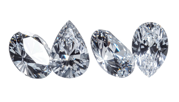 Four diamonds arranged oval, teardrop, oval, teardrop, clean - Powered by Adobe