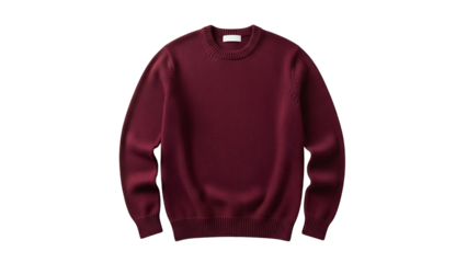 Plain maroon knitted pullover garment displayed against a dark background