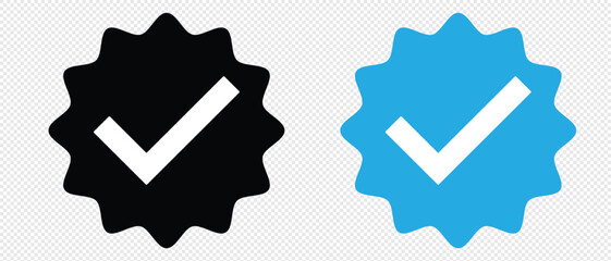 Facebook instagram verified account badge social media icon vector illustration