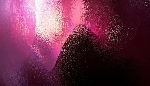 Bold magenta light behind textured frosted glass with surreal silhouette shape - Powered by Adobe
