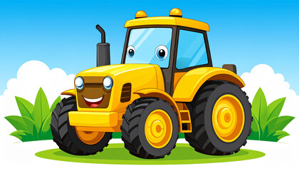 Obraz premium tractor on a field vector 