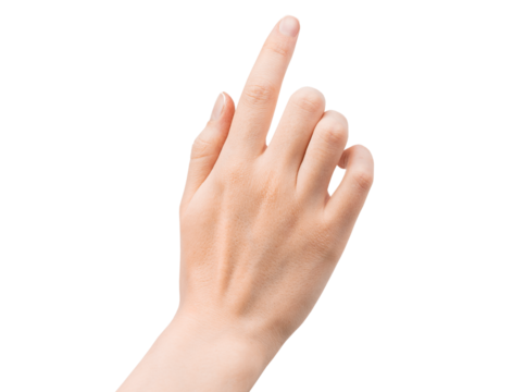 female hand with pointing finger on isolated white background - Powered by Adobe