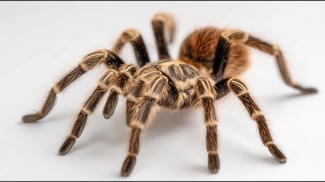 Tarantula Spider Crawling on a White Background