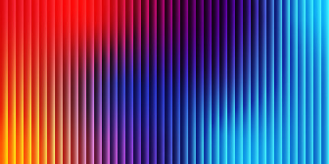 Colorful vertical glass stripe background with glowing neon gradient in red, blue, and purple tones, perfect for modern digital abstract designs.