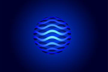 Glowing Blue Energy Sphere with Dynamic Horizontal Wave Pattern - Abstract Digital Technology Background