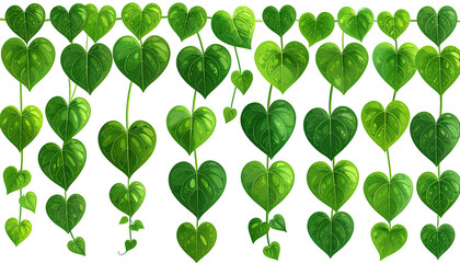 Verdant, heart-shaped leaves dangle on trailing vines