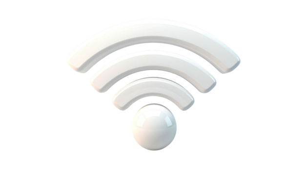 Shiny white Wifi signal icon against black background