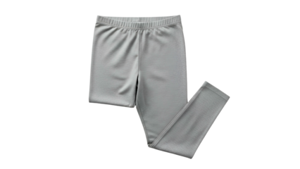 Folded light gray athletic bottoms displayed against a solid black background
