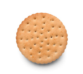 Tasty sandwich biscuit on white background
