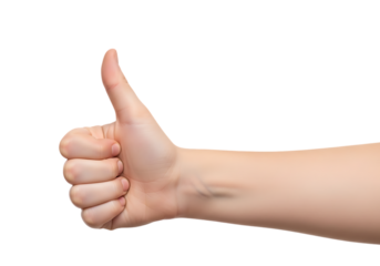 Hand showing thumbs up gesture of approval and agreement. Isolated on transparent background, png