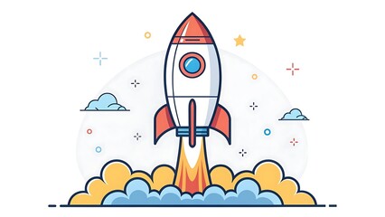 rocket in the sky red & white colour 