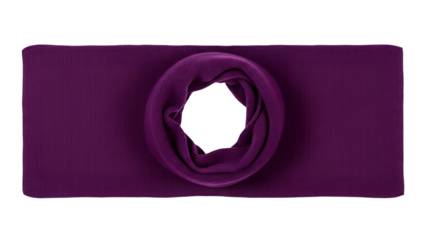 Vibrant purple knitted textile accessory presented against a dark background