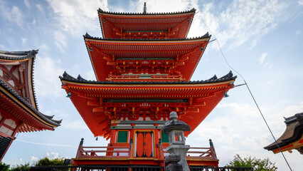 Red pagoda in Kyoto, Japan on september 29th 2025