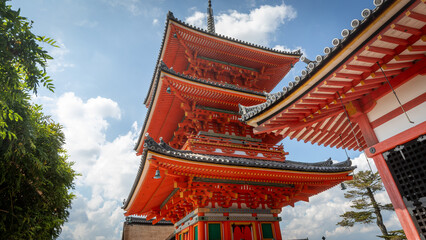 Red pagoda in Kyoto, Japan on september 29th 2025