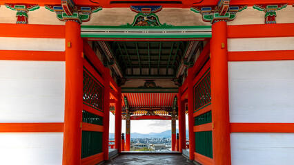 Red pagoda in Kyoto, Japan on september 29th 2025