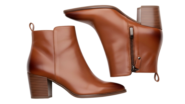 Sophisticated leather ankle boots presented against a deep black background