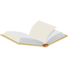 An Open Book with Cream Colored Pages and a Gold Cover on a Transparent Background Detailed Illustration