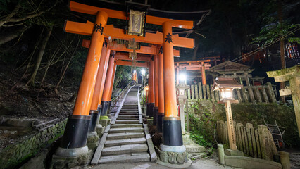 The beautiful Fushimi Inari Taisha temple and red torii in Kyoto, Japan on september 29th 2025