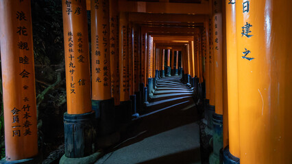 The beautiful Fushimi Inari Taisha temple and red torii in Kyoto, Japan on september 29th 2025