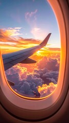 Airplane Window View at Sunset