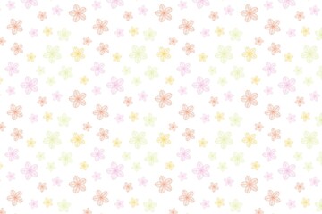 Seamless Simple Floral Outline Pattern on White Background