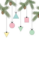 Hanging Geometric Ornaments and Pine Branches Design