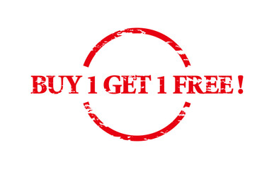 BUY 1 GET 1 FREE ! - BUY 1 GET 1 FREE ! words written on Red Rubber Stamp 
