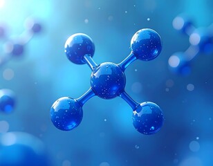 Abstract render of a vibrant, glossy blue molecular structure