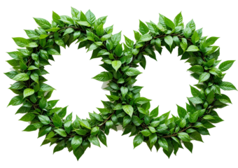 green leaves forming to an infinity recycle sign on a white isolated.