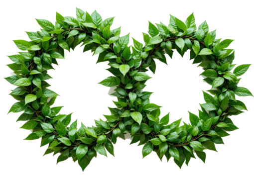 green leaves forming to an infinity recycle sign on a white isolated.