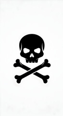 Skull and Crossbones Symbol Isolated on White Background