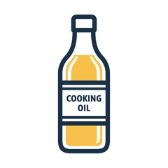 Cooking Oil Bottle Vector Illustration Modern Minimalist Design in Yellow and Blue for Food Branding