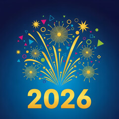 Celebrating Year 2026 with Fireworks Graphic Design
