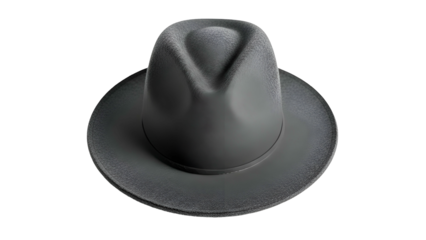 Classic felt fedora style headwear rendered in dark monochrome against a deep black background.