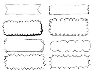 Obraz premium 手描きあしらいセット フレーム モノクロ 鉛筆