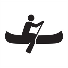 Silhouette person canoeing in a boat vector illustration