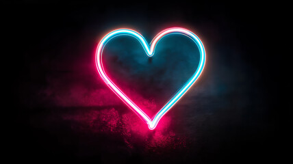 A glowing neon heart illuminates the darkness, radiating warmth and charm in a captivating way Generative AI